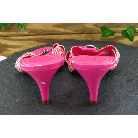 Anne Klein Sz 9 M Pink Slide Fabric Women Sandals - Picture 6 of 9